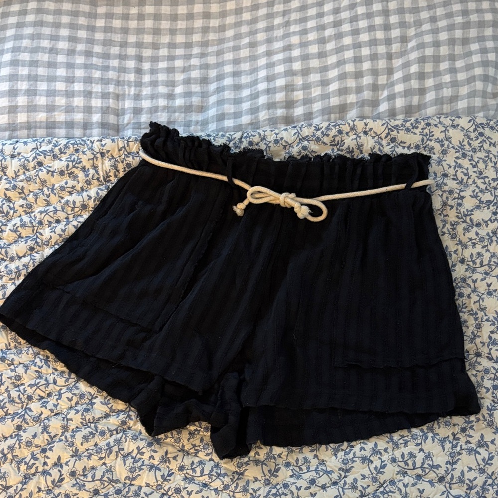 FP Beach Black Shorts with Rope Belt